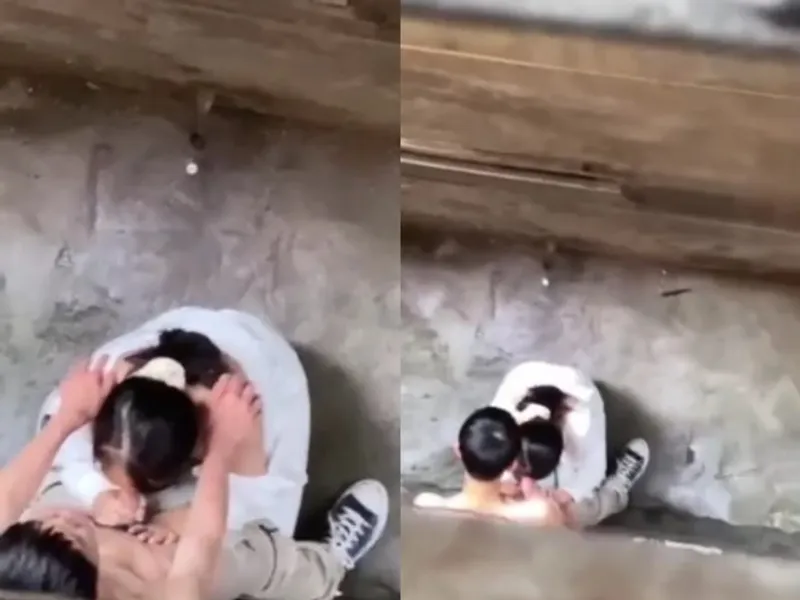 Quay lén em học sinh mút cò người yêu ở khe nhà